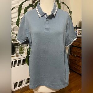Theory Light Blue Polo Shirt with White Trim